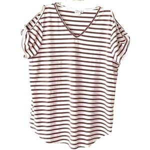 Simple Suzanne Betro Striped Cold Shoulder Top Size Small